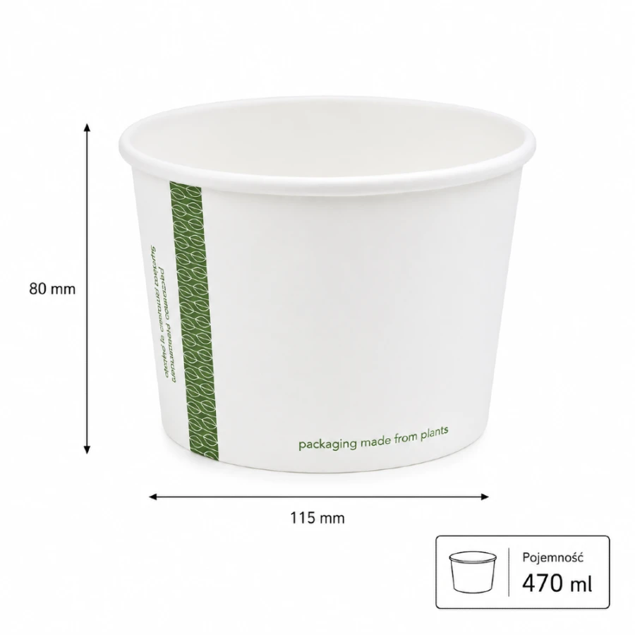 Pojemnik papierowy na zupy i deserki 470 ml fi 115 mm - 25 sztuk