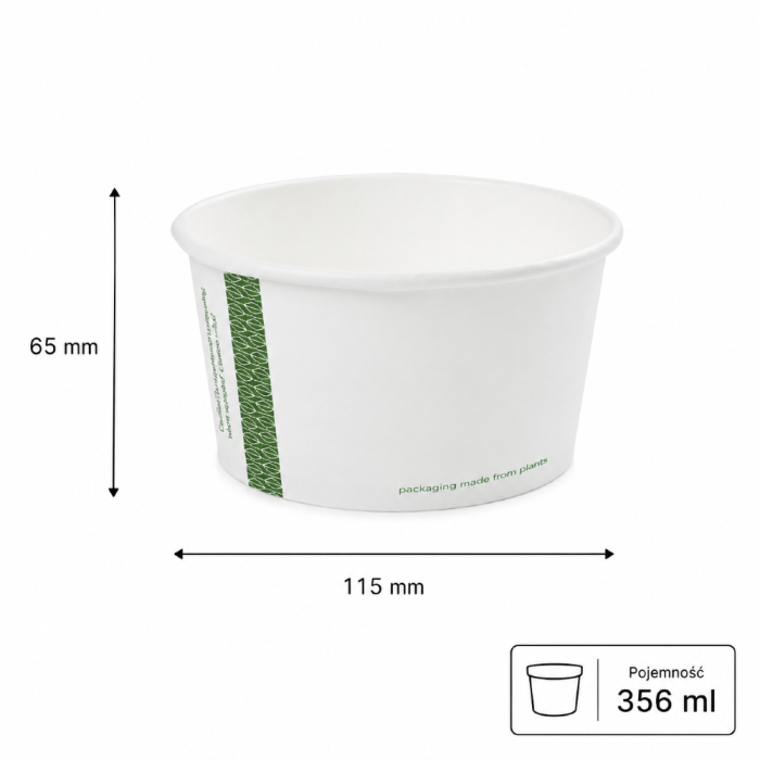 Pojemnik papierowy na zupy i deserki 356 ml fi 115 mm - 25 sztuk