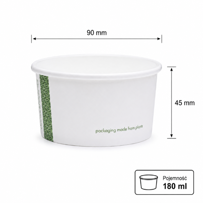 Pojemnik papierowy na zupy i deserki 180 ml fi 90 mm - 50 sztuk