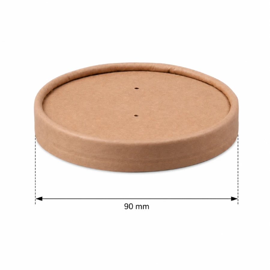 Pokrywka papierowa do pojemnika kraft, fi 90 mm, 350 ml - 25 sztuk
