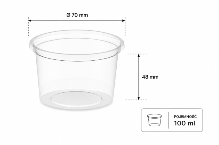 Pojemnik na sosy i dipy okrągły 100 ml fi 70 ml - 100 sztuk