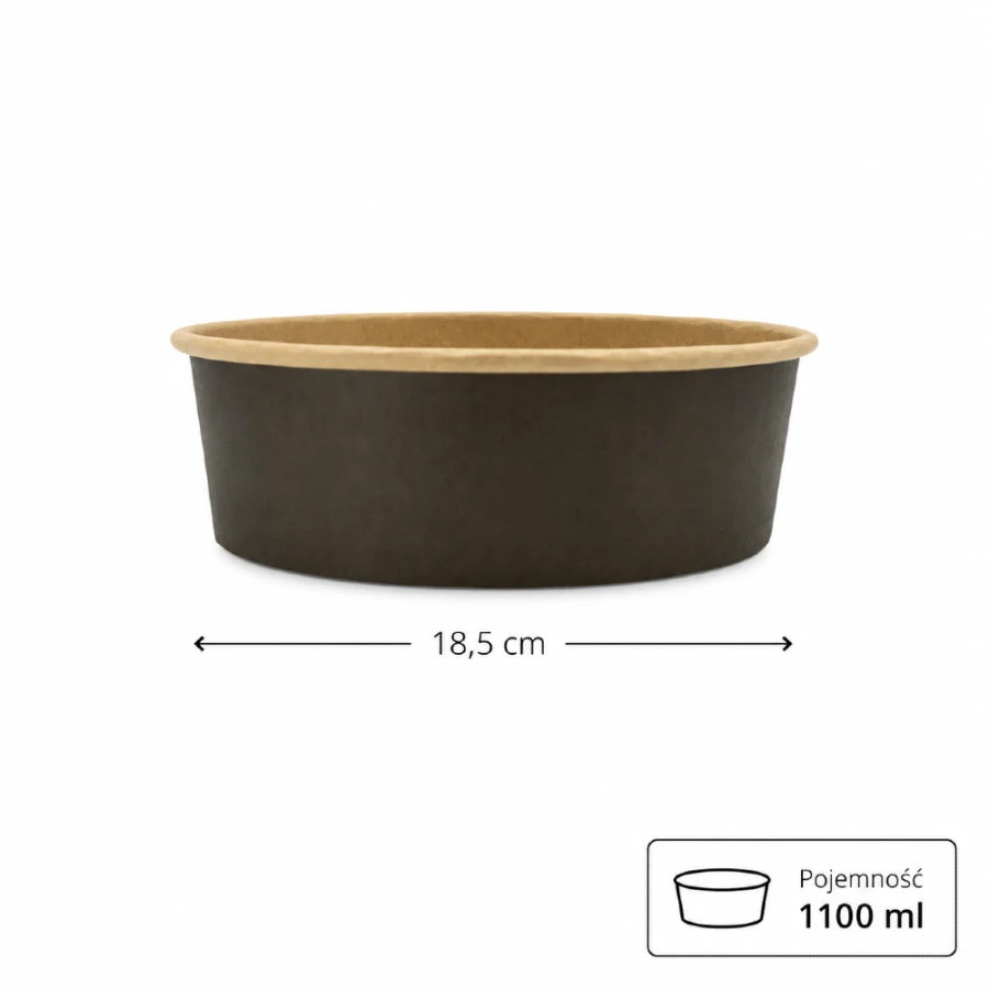 Miska papierowa czarna 1100ml, 50 sztuk