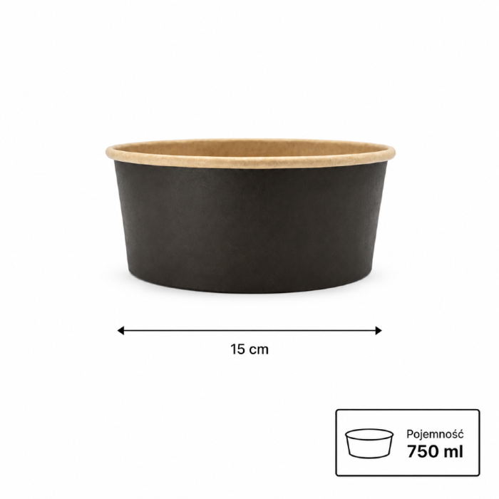 Miska papierowa czarna 750ml, 50 sztuk