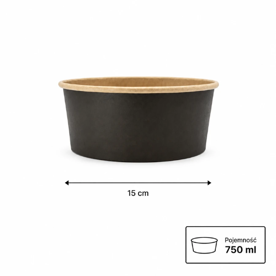 Miska papierowa czarna 750ml, 50 sztuk
