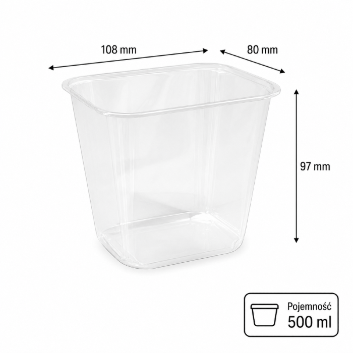 Pojemnik prostokątny PP 500ml PRA500RC - 100 sztuk