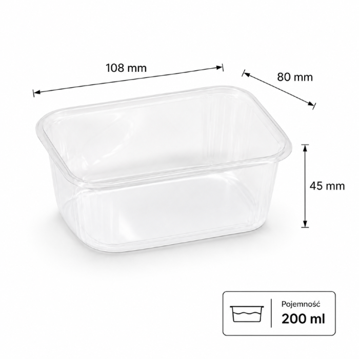 Pojemnik prostokątny PP 200ml PRA200RC - 100 sztuk