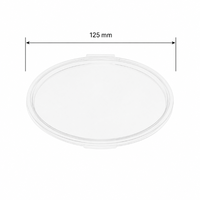 Pokrywka przezroczysta z PP do pojemnika, fi 125 mm - 50 sztuk