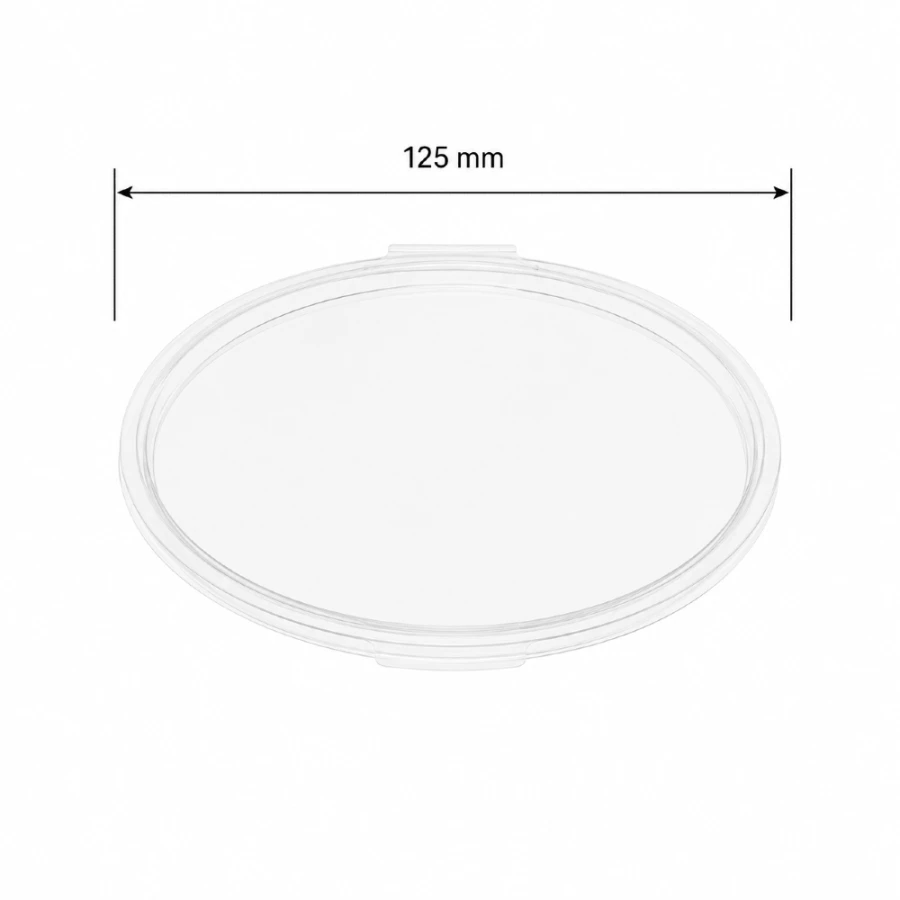 Pokrywka przezroczysta z PP do pojemnika, fi 125 mm - 50 sztuk