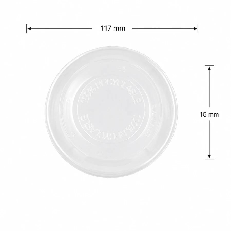 Pokrywka płaska rPET okrągła przezroczysta, fi 117 mm - 50 sztuk