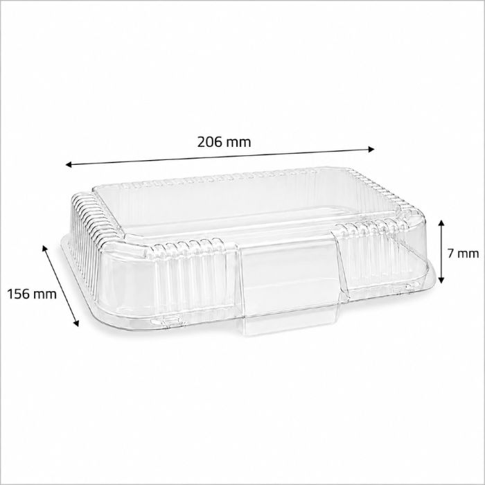 Pojemnik cukierniczy na ciasto PET 20,6 cm x 15,6 cm x 7 cm - 50 sztuk
