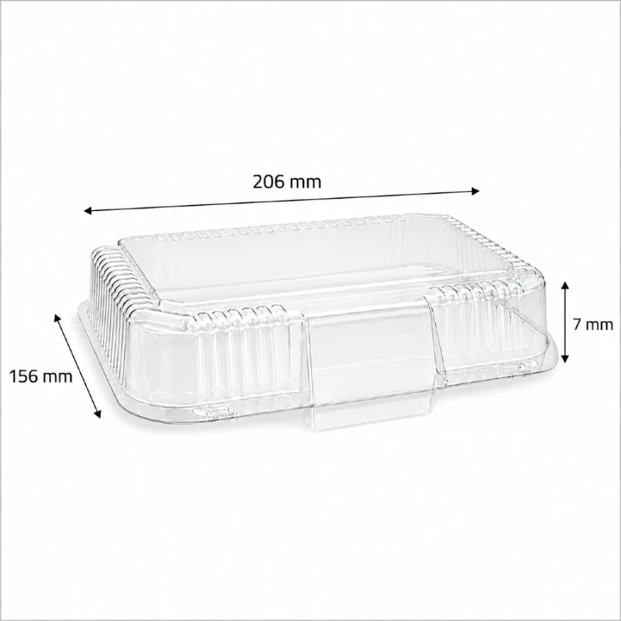 Pojemnik cukierniczy na ciasto PET 20,6 cm x 15,6 cm x 7 cm - 50 sztuk