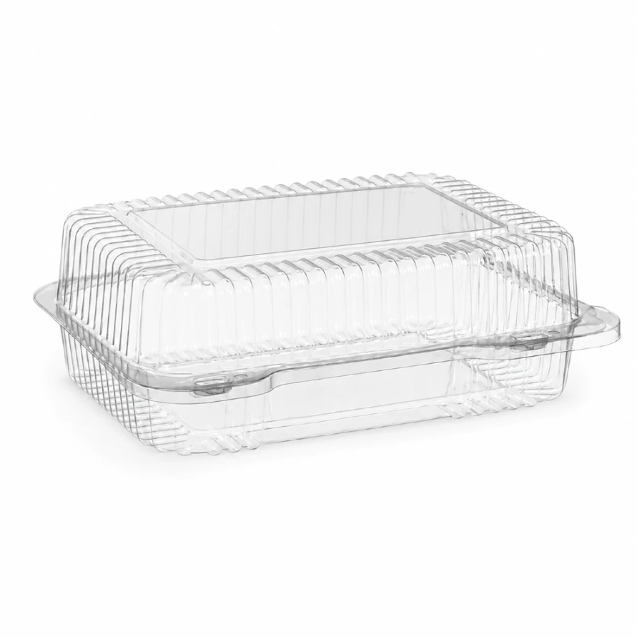 Pojemnik cukierniczy na ciasto PET 20,6 cm x 15,6 cm x 8,3 cm - 50 sztuk