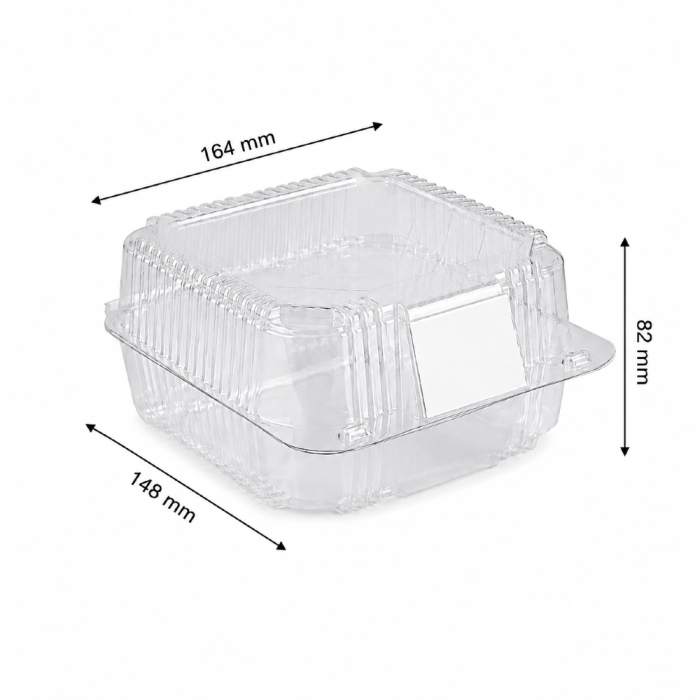 Pojemnik cukierniczy na ciasto PET 16,4 cm x 14,8 cm x 8,2 cm - 50 sztuk