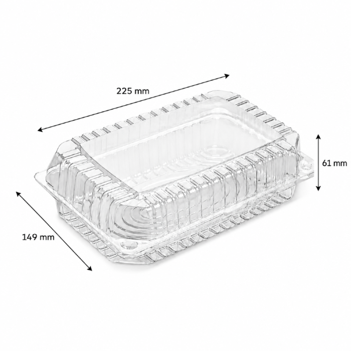 Opakowanie cukiernicze na ciasta PET 22,5 cm x 14,9 cm x 6,1 cm - 50 sztuk
