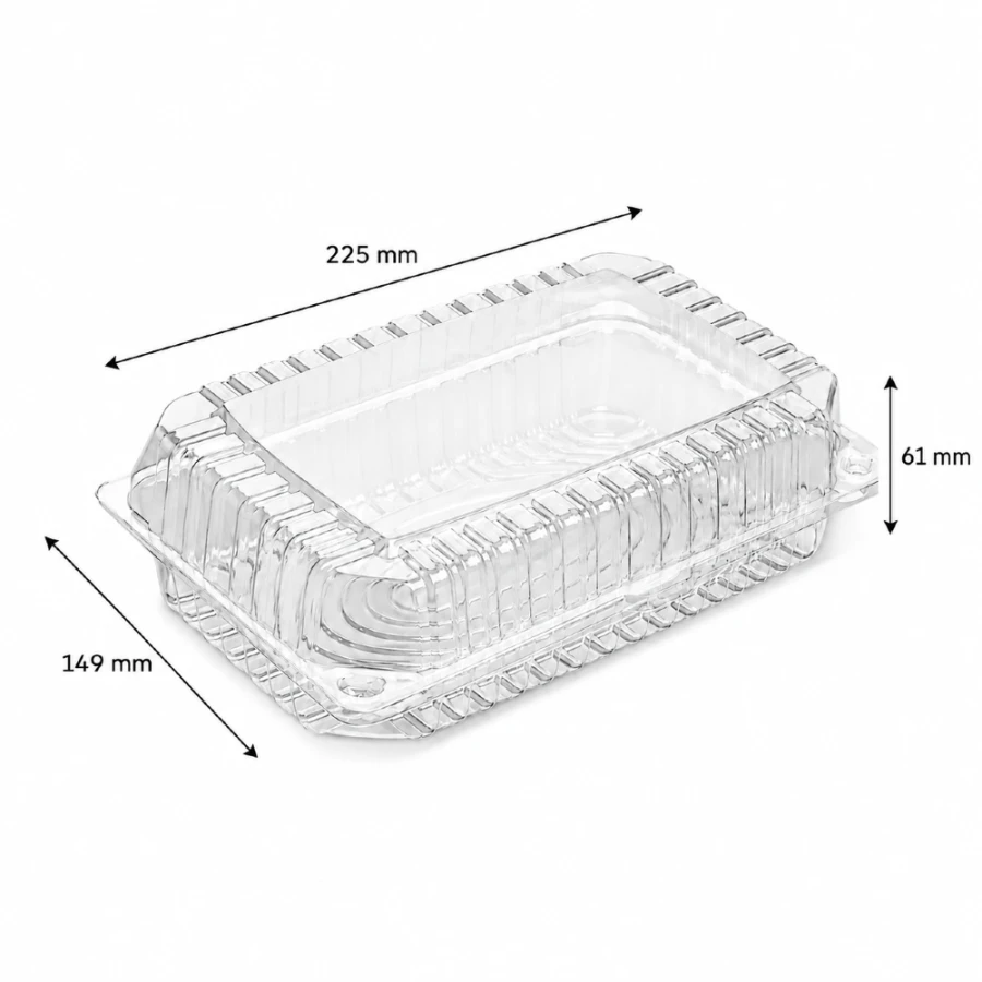 Opakowanie cukiernicze na ciasta PET 22,5 cm x 14,9 cm x 6,1 cm - 50 sztuk