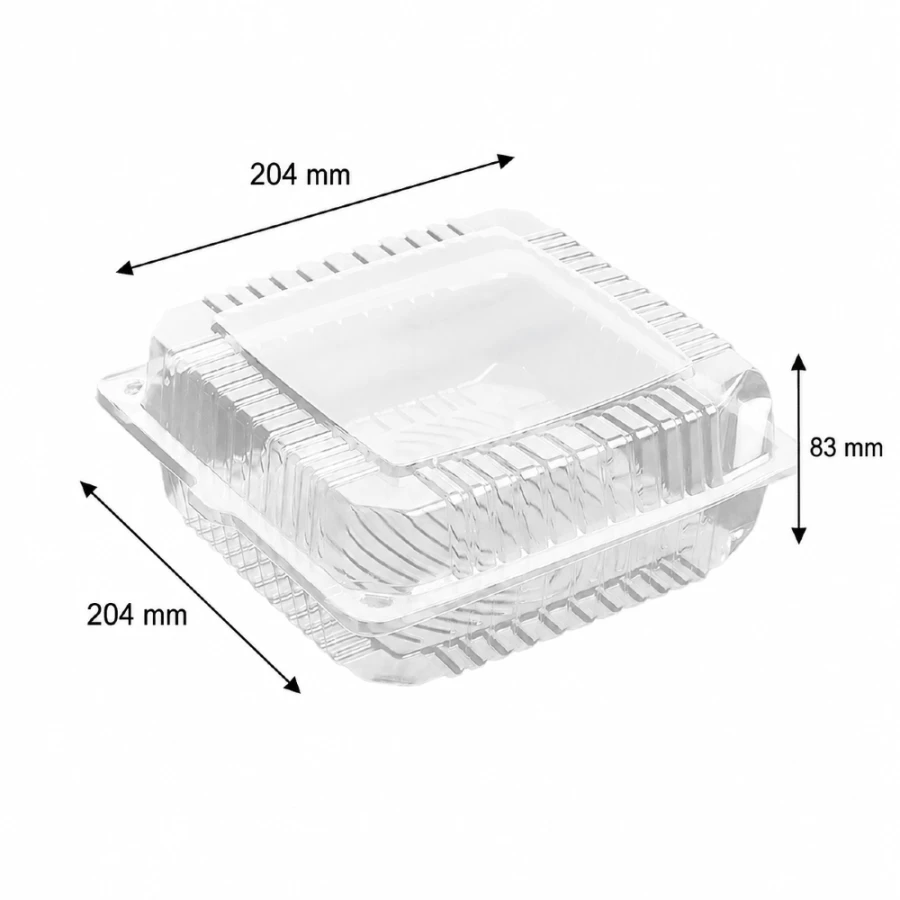 Opakowanie cukiernicze na ciasta PET 20,4 cm x 20,4 cm x 8,3 cm - 50 sztuk