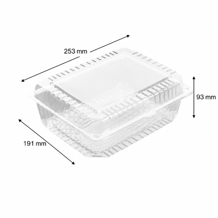 Opakowanie cukiernicze na ciasta PET 25,3 cm x 19,1 cm x 9,3 cm - 50 sztuk