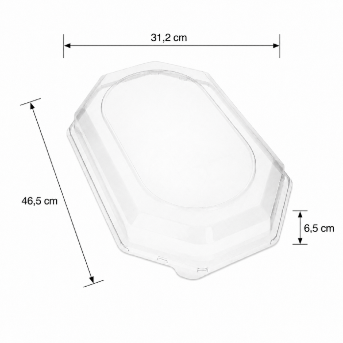 Pokrywki z R-PET przezroczyste, 46,5 x 31,2 x 6,5 cm - 10 sztuk