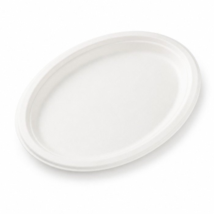 Talerz owalny z trzciny cukrowej 320 mm x 253 mm - 50 sztuk