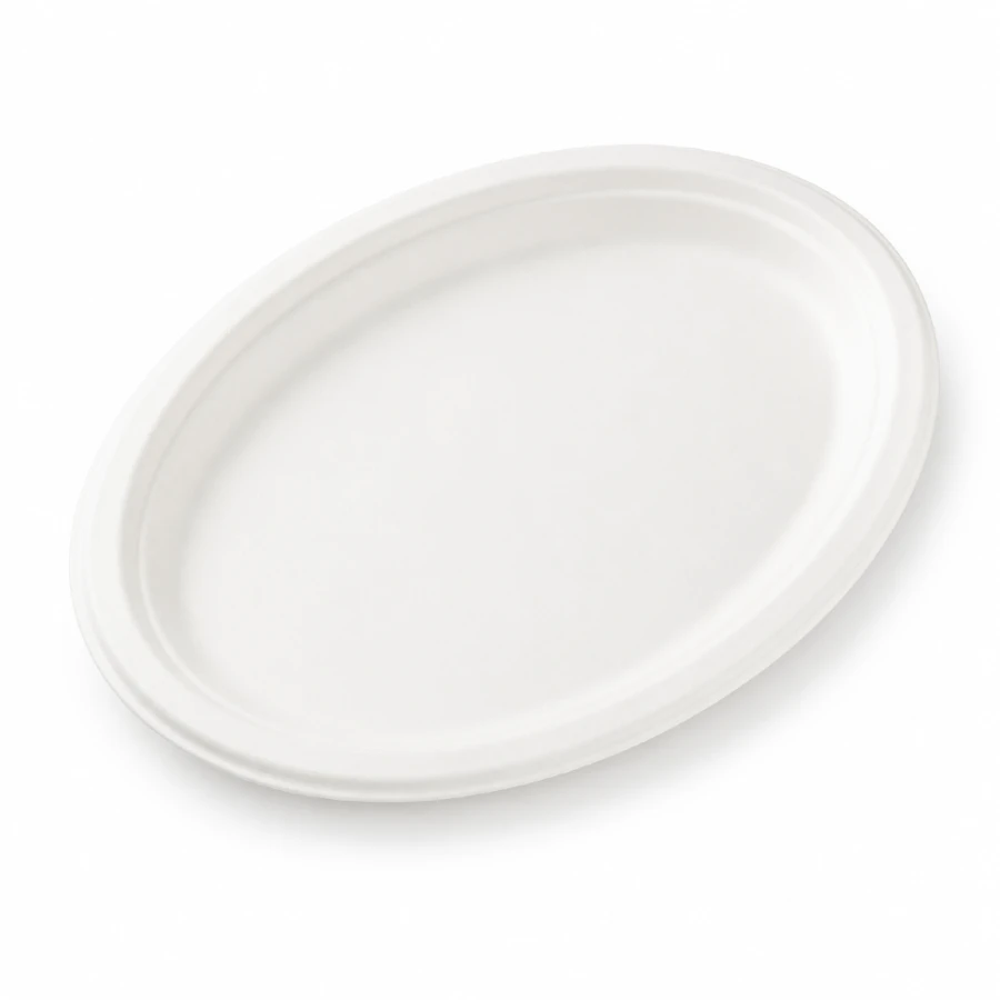 Talerz owalny z trzciny cukrowej 320 mm x 253 mm - 50 sztuk