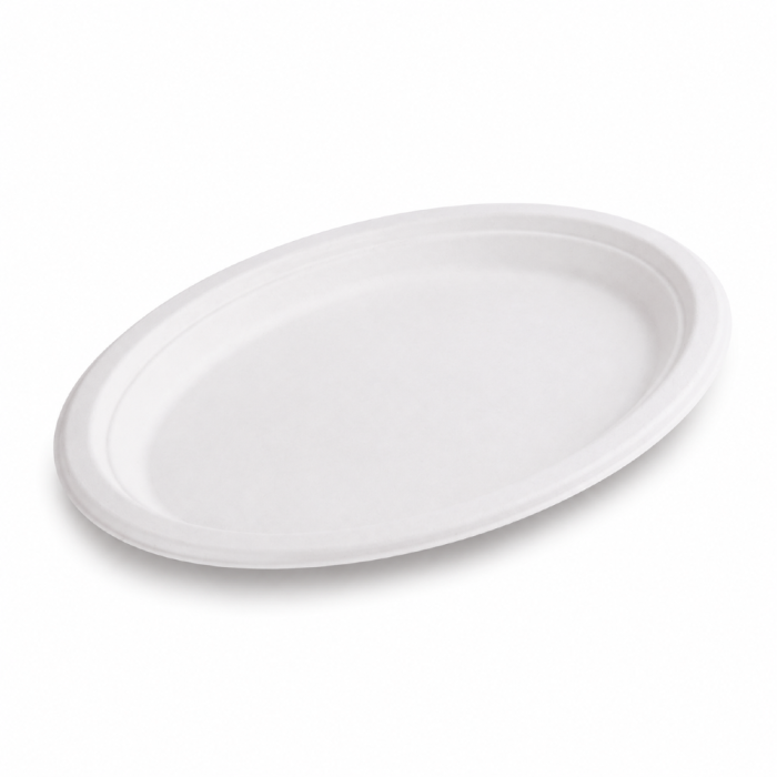 Talerz owalny z trzciny cukrowej 260 mm x 200 mm - 50 sztuk