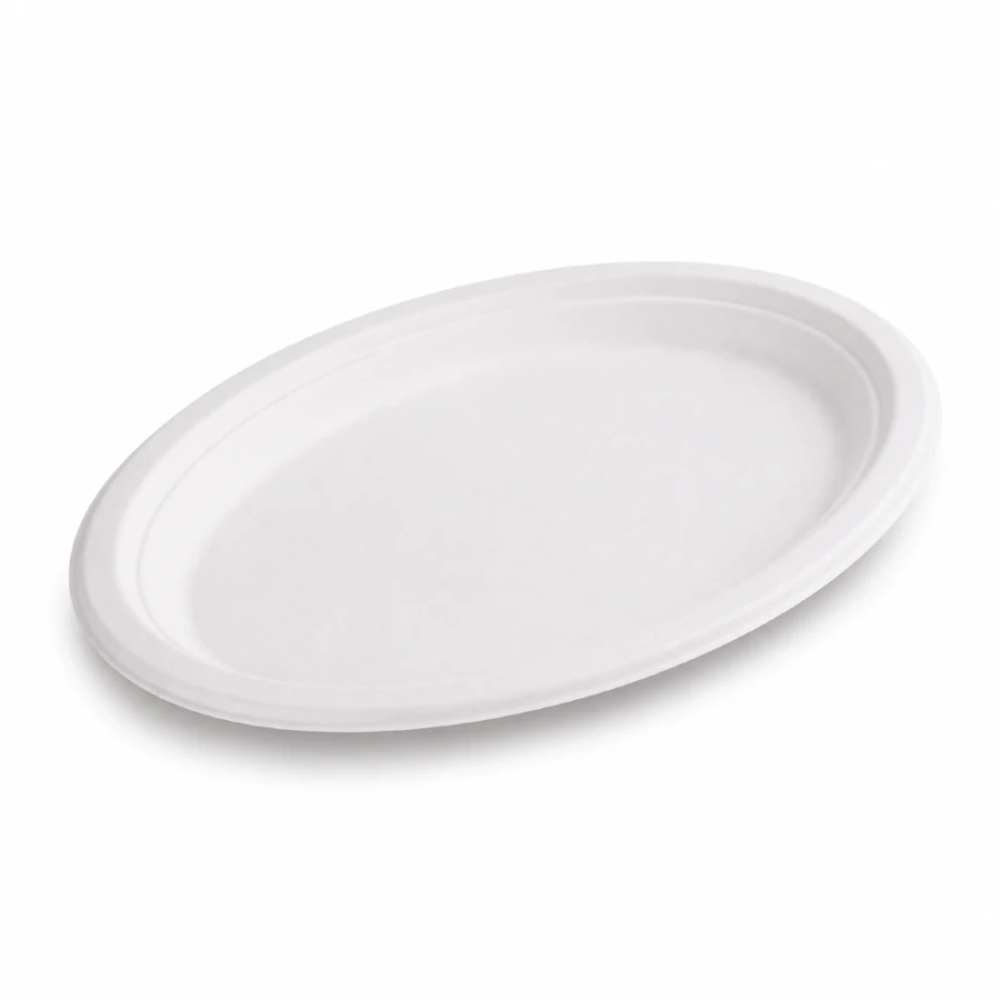 Talerz owalny z trzciny cukrowej 260 mm x 200 mm - 50 sztuk