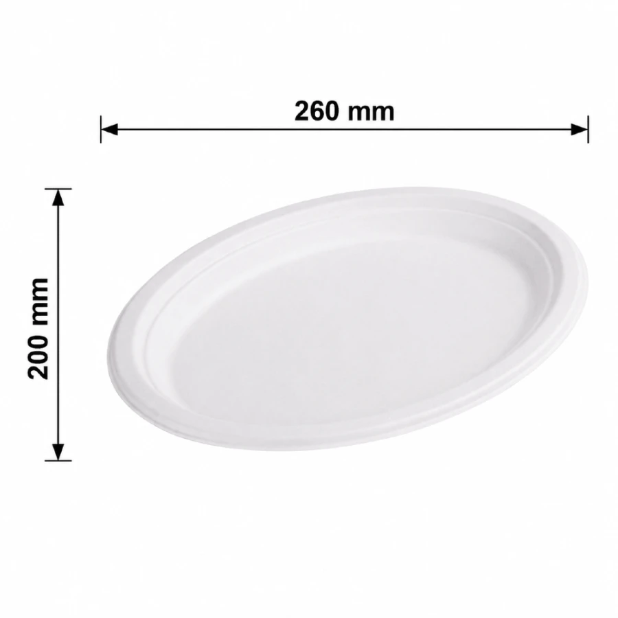 Talerz owalny z trzciny cukrowej 260 mm x 200 mm - 50 sztuk