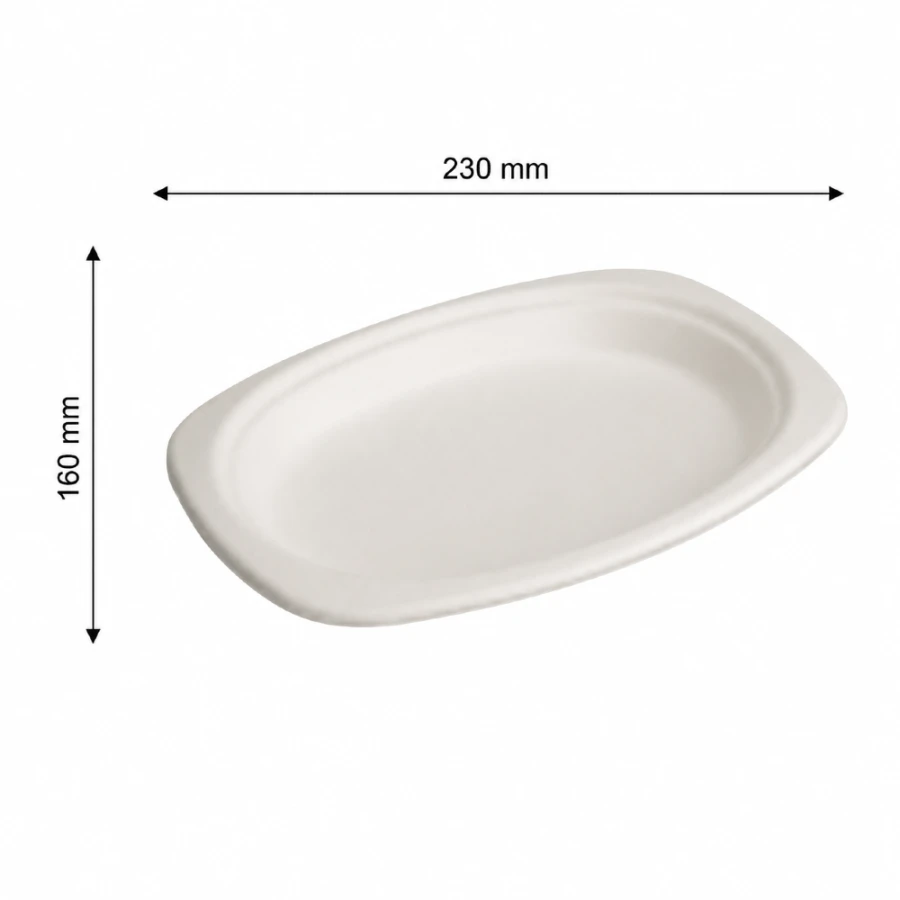 Patera z pulpy trzciny cukrowej 230 mm x 160 mm - 50 sztuk