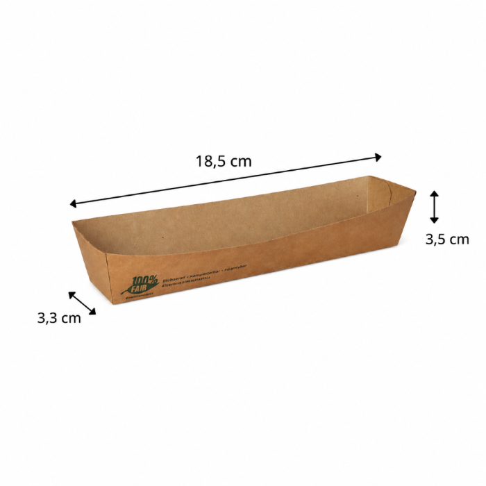 Tacka papierowa na przekąski kraft 18,5 cm x 3,5 cm x 3,3 cm - 80 sztuk