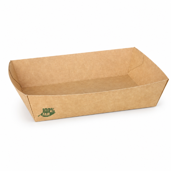 Tacka papierowa na przekąski kraft 16 cm x 11 cm x 4 cm - 80 sztuk