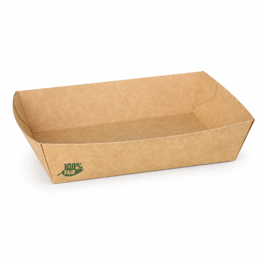 Tacka papierowa na przekąski kraft 16 cm x 11 cm x 4 cm - 80 sztuk