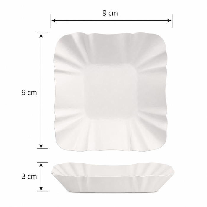 Tacka papierowa kwadratowa biała 9 cm x 9 cm x 3 cm - 250 sztuk