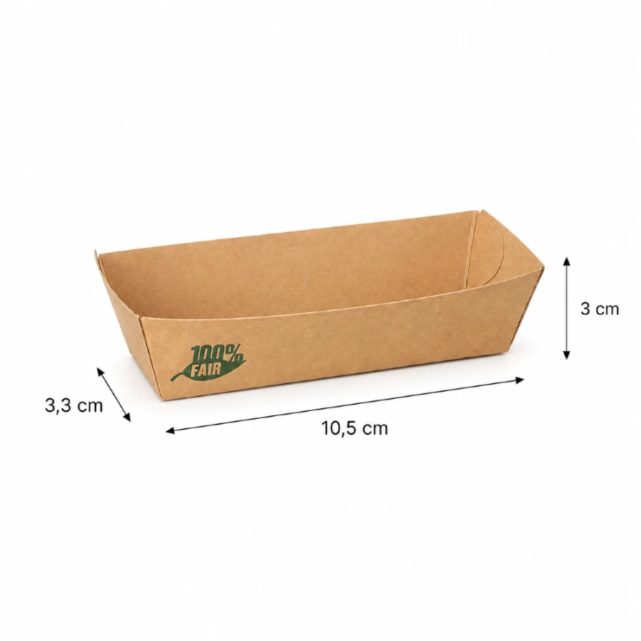 Tacka papierowa na przekąski kraft 10,5 cm x 3,3 cm x 3 cm - 80 sztuk