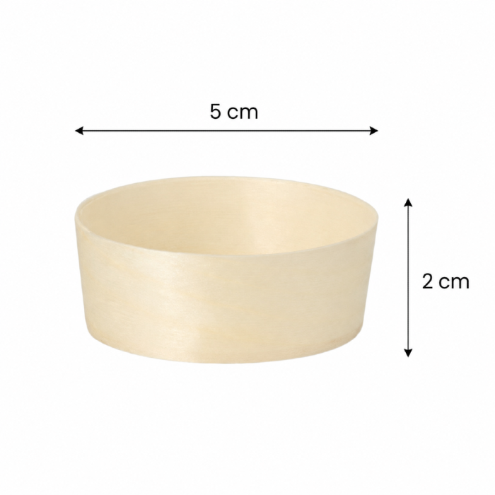 Drewniane miseczki fingerfood okrągłe fi 5 cm - 50 sztuk