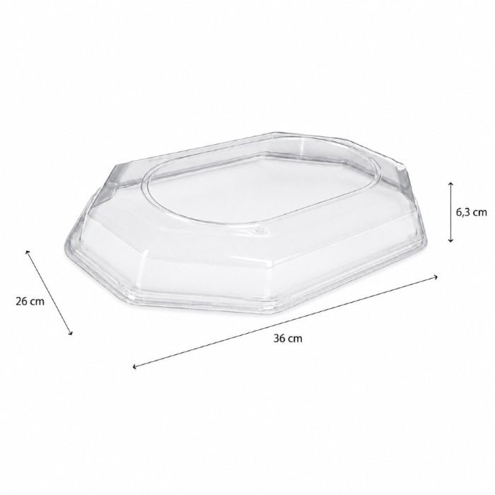 Pokrywka do tacy cateringowej transparentna PET 36 cm x 26 cm x 6,3 cm - 10 sztuk