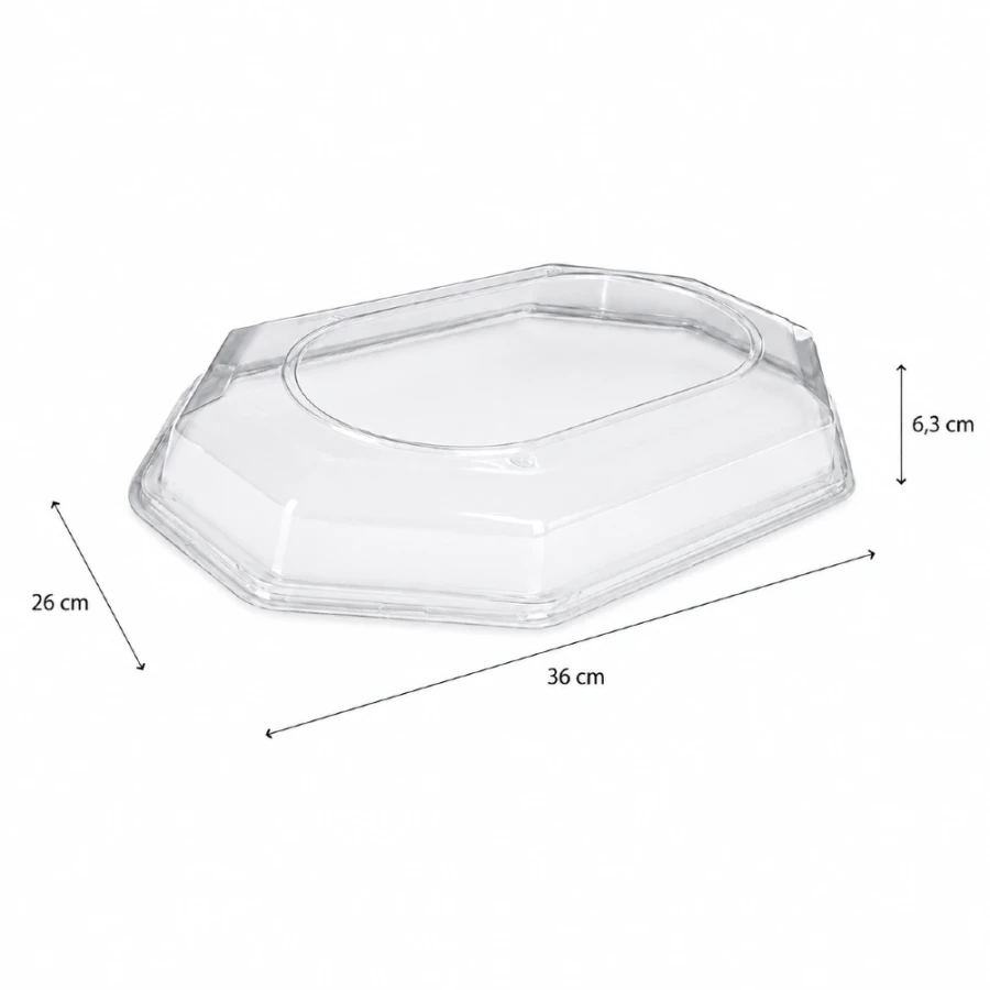 Pokrywka do tacy cateringowej transparentna PET 36 cm x 26 cm x 6,3 cm - 10 sztuk