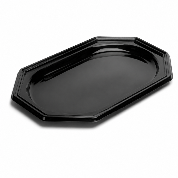 Taca cateringowa czarna PET 35 cm x 25 cm x 2 cm - 10 sztuk