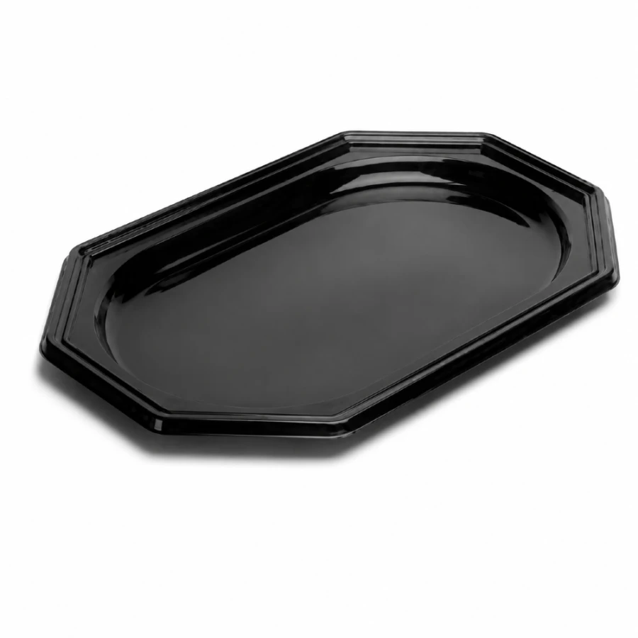 Taca cateringowa czarna PET 35 cm x 25 cm x 2 cm - 10 sztuk