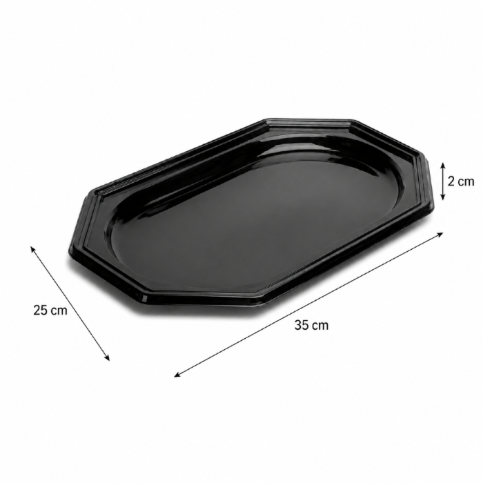 Taca cateringowa czarna PET 35 cm x 25 cm x 2 cm - 10 sztuk
