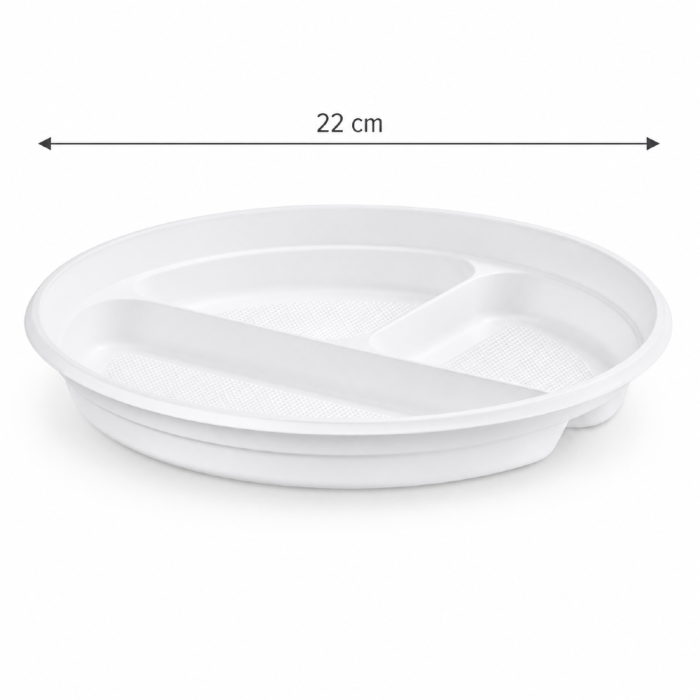 Talerz biały fi 22 cm T3, PP okrągły - 100 szt.