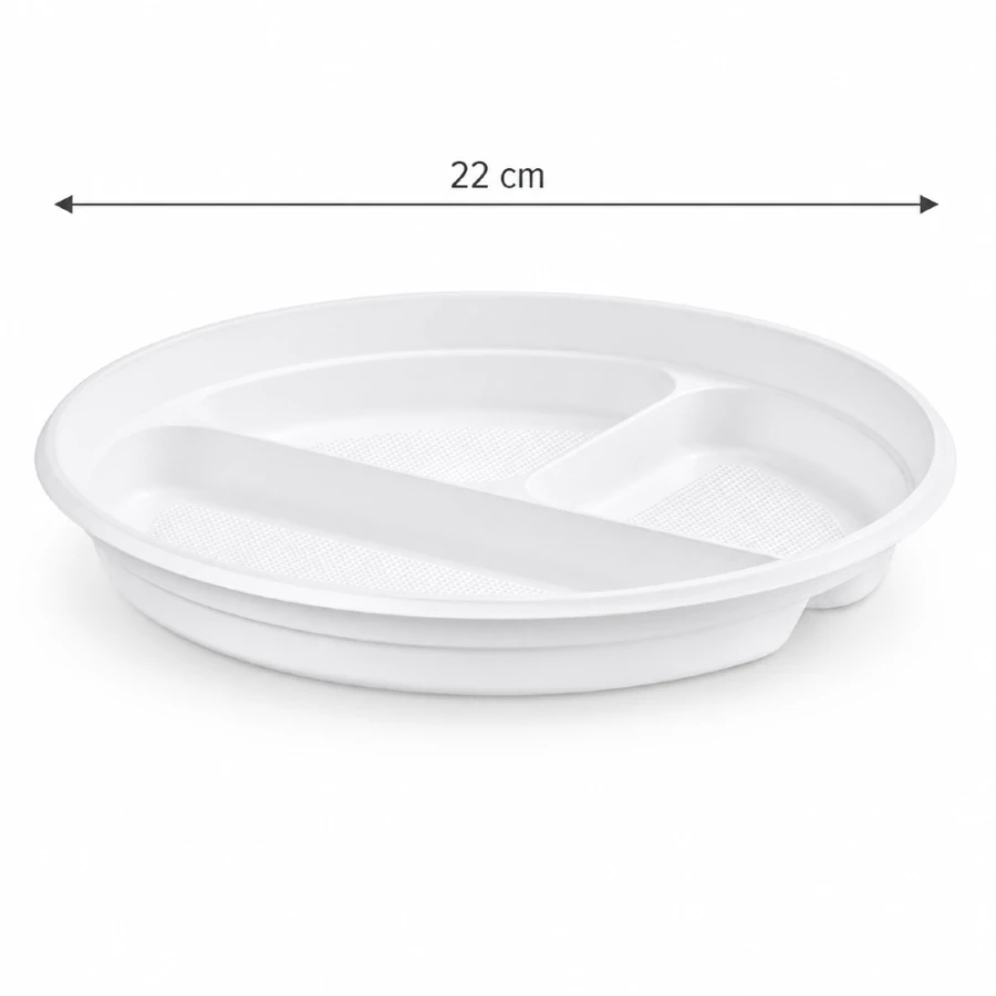 Talerz biały fi 22 cm T3, PP okrągły - 100 szt.