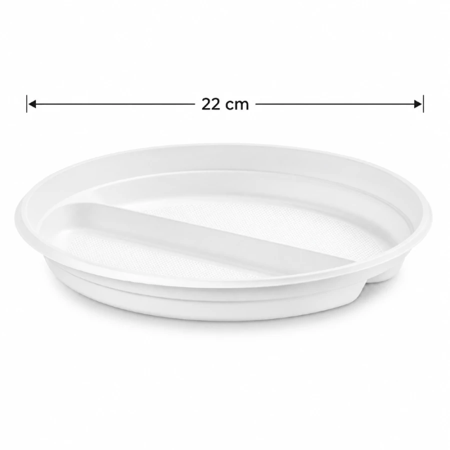 Talerz biały fi 22 cm T2, PP okrągły - 100 szt.