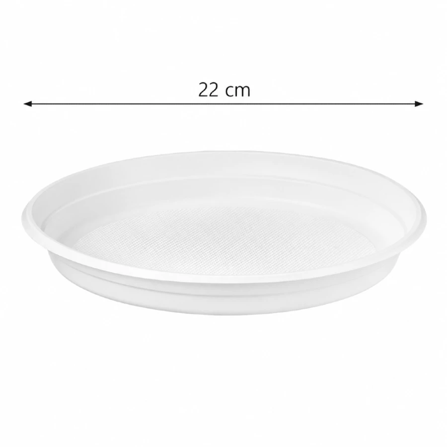 Talerz biały fi 22 cm T1, PP okrągły - 100 szt.