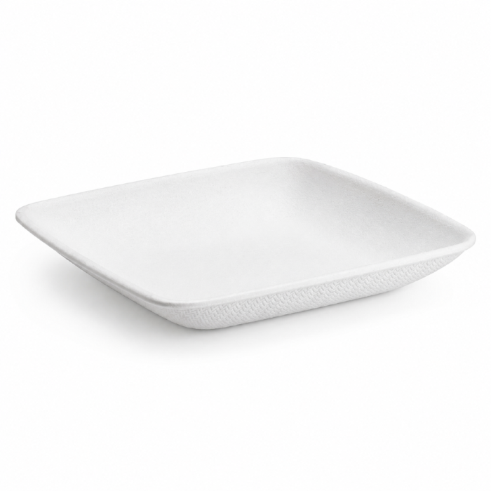Tacka do przekąsek kwadrat z trzciny cukrowej 6,35 cm x 6,35 cm - 50 sztuk