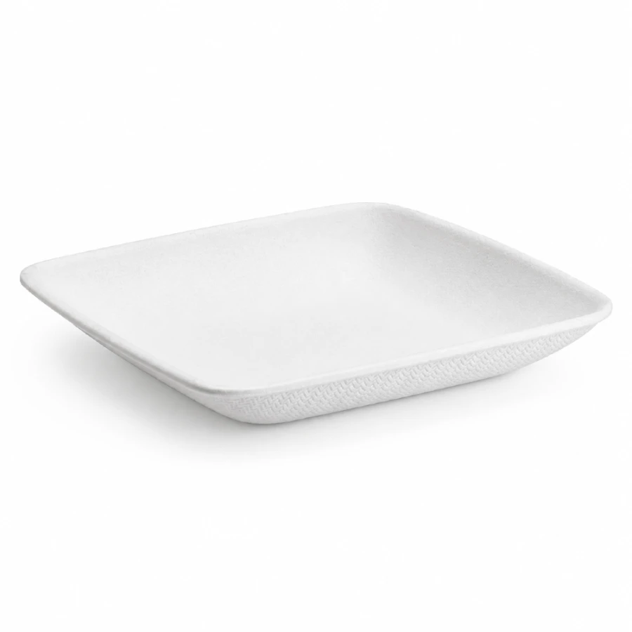 Tacka do przekąsek kwadrat z trzciny cukrowej 6,35 cm x 6,35 cm - 50 sztuk