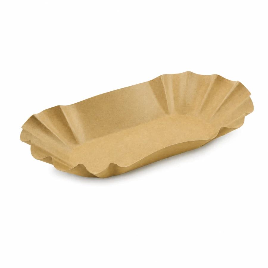 Tacka papierowa tłuszczoodporna owalna kraft 17,5 cm x 10,5 cm x 3 cm - 250 sztuk