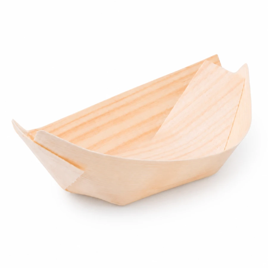 Miseczki drewniane łódka 9 x 6 x 2,5 cm fingerfood - 100 szt.