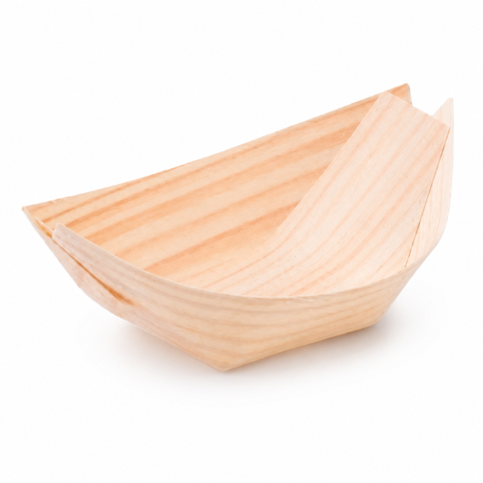 Miseczki drewniane łódka 8 x 5,5 x 2,5 cm fingerfood - 100 szt.