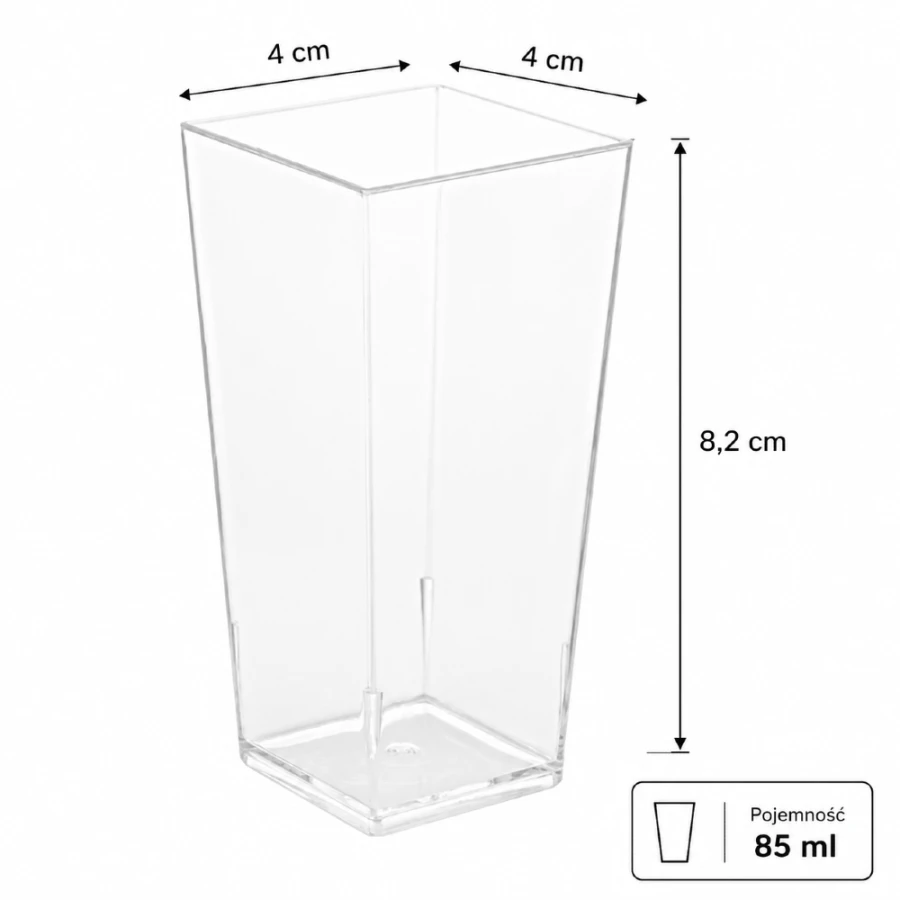 Pojemnik krystaliczny 85 ml , 4 x 4 x 8,2 cm fingerfood - 40 szt.