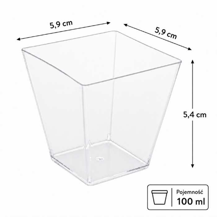 Pojemnik krystaliczny 100 ml fingerfood 5,9 x 5,9 x 5,4 cm - 50 szt.